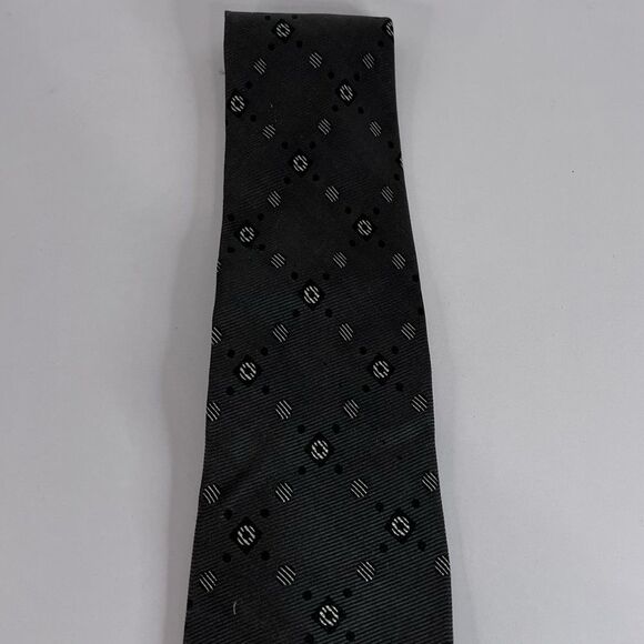 Vintage Mondo Di Marco Silk Diamond and Dot Gray Tie - Picture 3 of 9